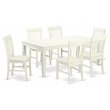 Pemberly Row 7-Piece Wood Dining Table Set in Linen White with Extension Leaf