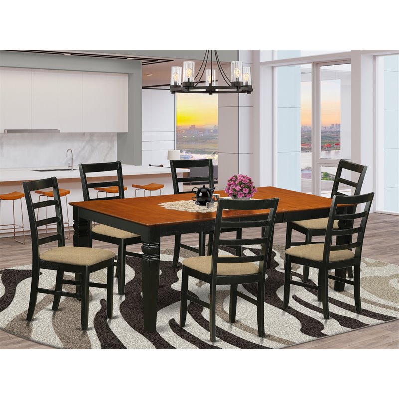 Pemberly Row 7-Piece Dining Set in Black and Cherry Finish