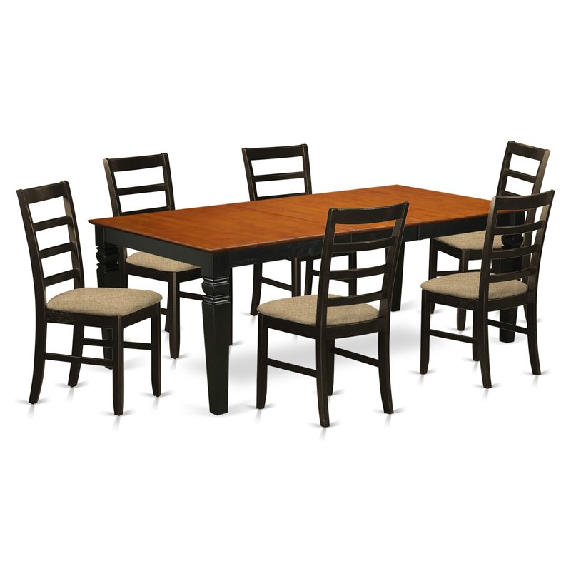 Pemberly Row 7-Piece Dining Set in Black and Cherry Finish