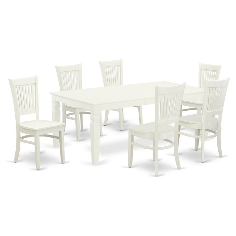 Pemberly Row 7-Piece Wood Dining Set with Slatted Back Chairs in White