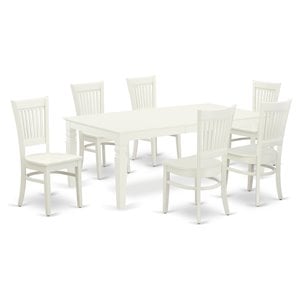 Pemberly Row 7-Piece Wood Dining Set with Slatted Back Chairs in White