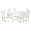 Pemberly Row 7-Piece Wood Dining Set with Slatted Back Chairs in White