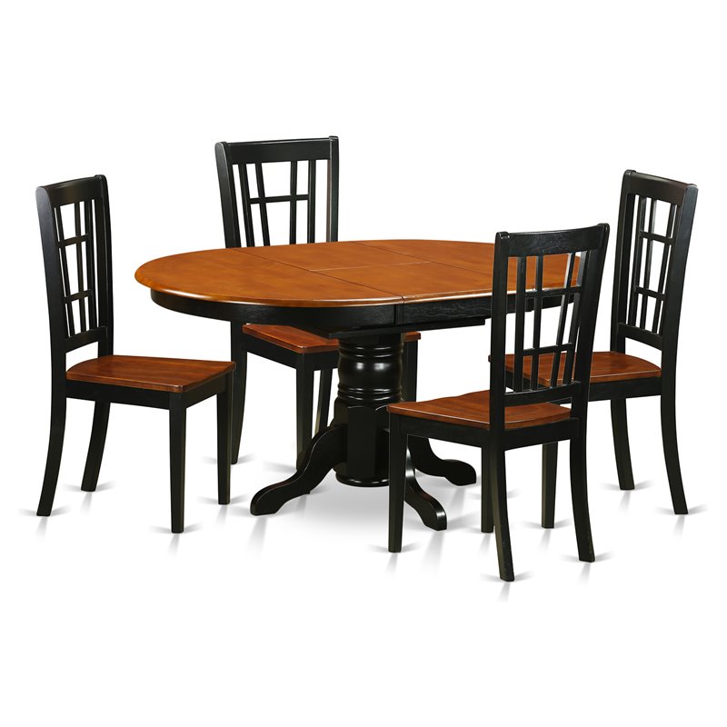 Pemberly Row 5-Piece Dining Table and Chair Set in Black/Cherry Finish