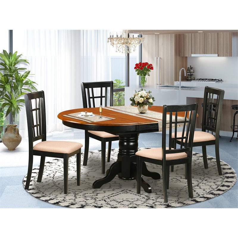 Pemberly Row 5-Piece Wood Kitchen Set in Black/Cherry Finish