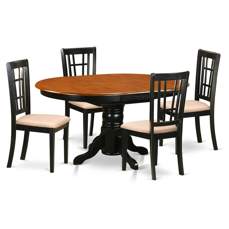 Pemberly Row 5-Piece Wood Kitchen Set in Black/Cherry Finish