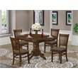 Pemberly Row 5-Piece Oval Dining Set with Espresso Finish and Linen Seats