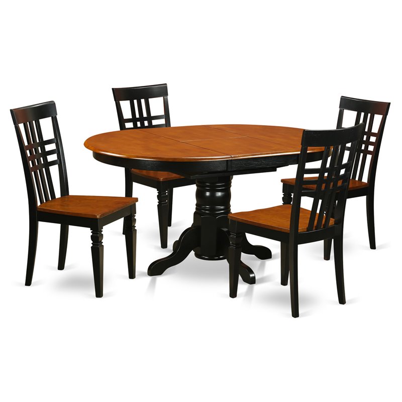Pemberly Row 5-Piece Oval Dining Room Table Set in Black/Cherry