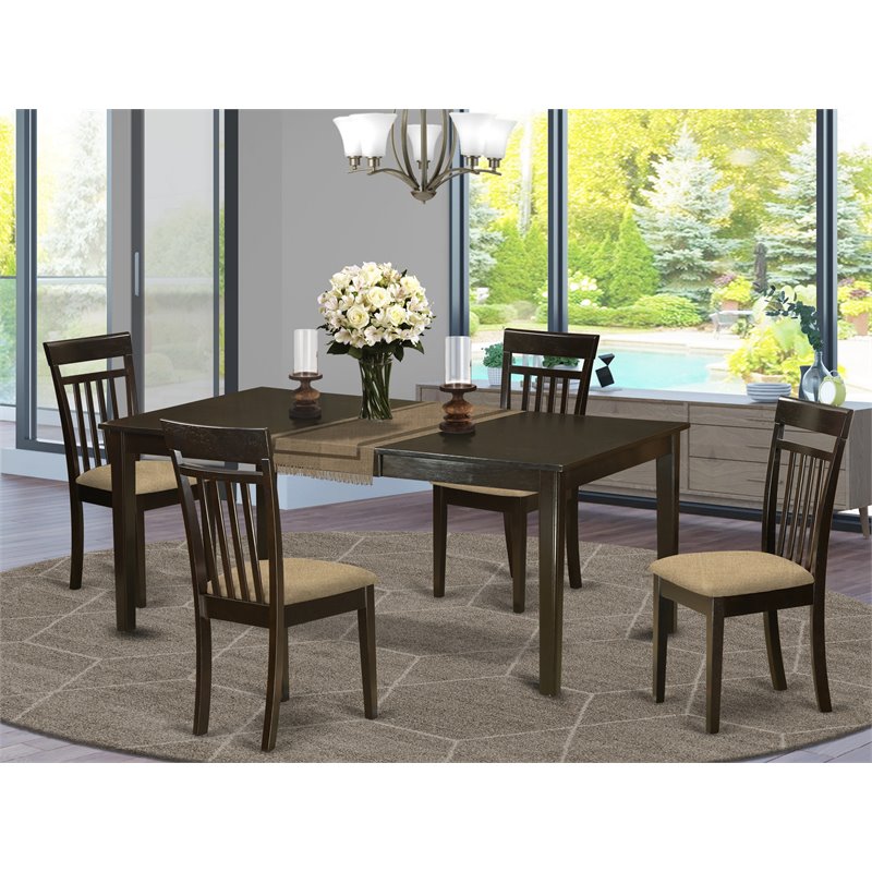 Pemberly Row 5-Piece Dining Table Set with Butterfly Leaf in Cappuccino