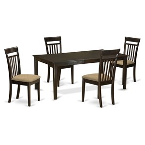 Pemberly Row 5-Piece Dining Table Set with Butterfly Leaf in Cappuccino