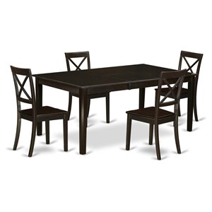 Pemberly Row 5-Piece Wood Dining Set with Butterfly Leaf in Cappuccino