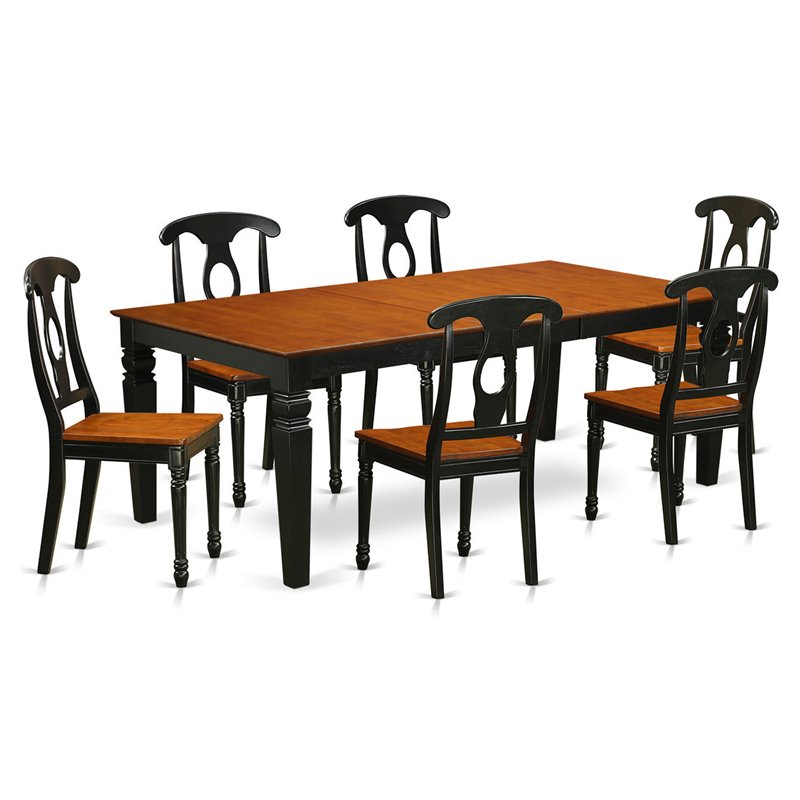 Pemberly Row 7 Pc Dining Table Set with Chairs in Black/Cherry
