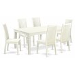 Pemberly Row 7 Pc Wood Dining Table Set with Chairs in Linen White