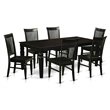 Pemberly Row 7-Piece Wood Kitchen Table Set with Extension in Black