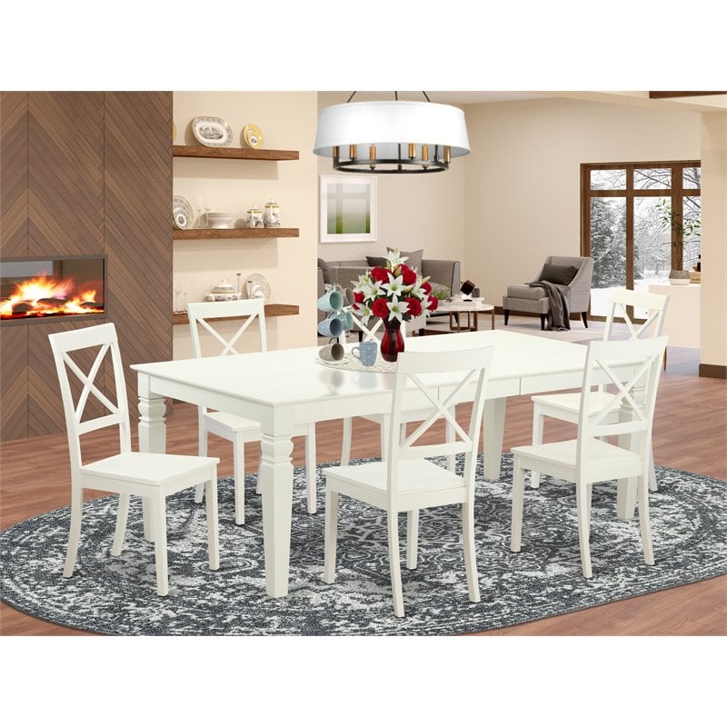 Pemberly Row 7-Piece Wood Kitchen Table Set with Storage Extension Leaf