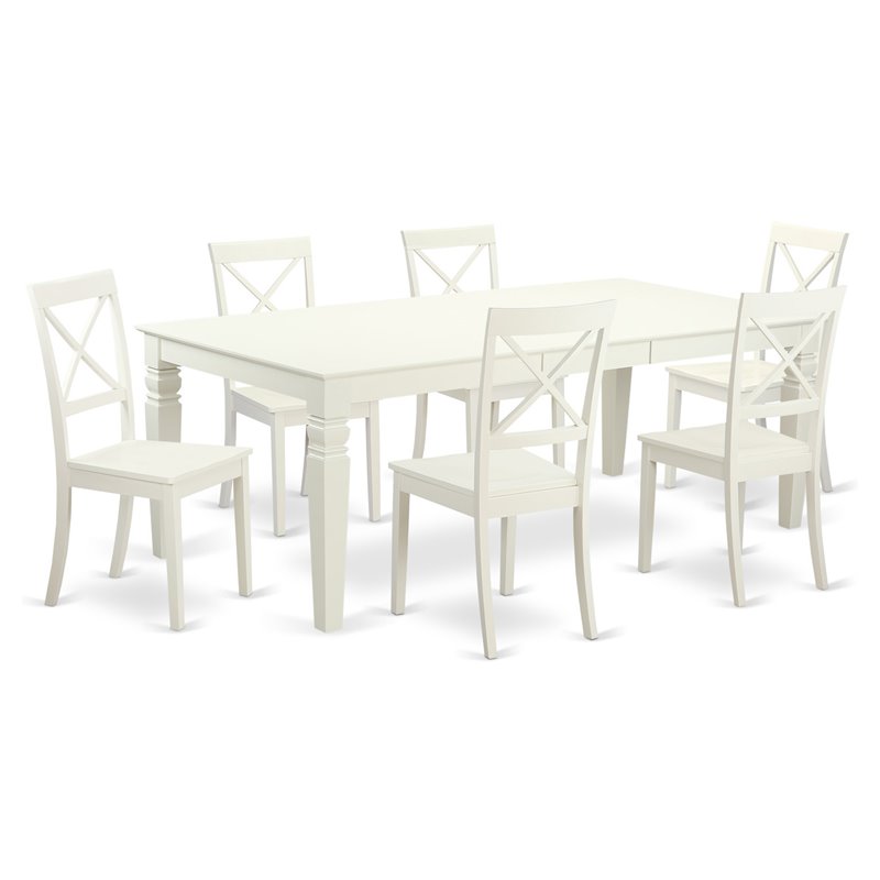 Pemberly Row 7-Piece Wood Kitchen Table Set with Storage Extension Leaf