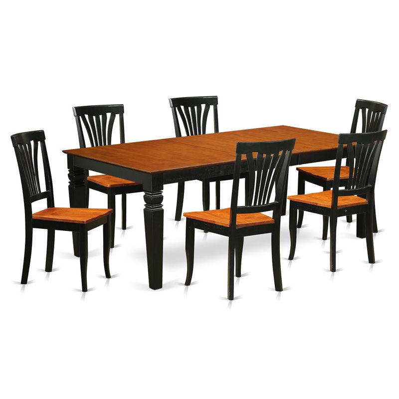 Pemberly Row 7-Piece Wooden Dinette Set with Cherry Finish Extension Leaf