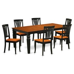 Pemberly Row 7-Piece Wooden Dinette Set with Cherry Finish Extension Leaf