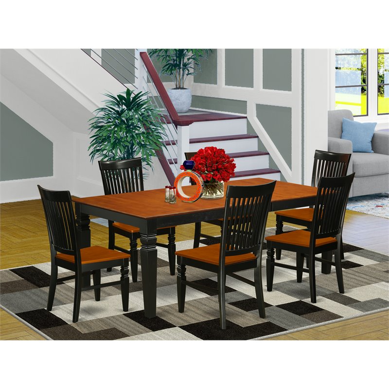 Pemberly Row 7-Piece Wood Dining Set with Black and Cherry Finish