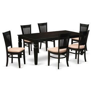 Pemberly Row 7-Piece Dining Set with Cushion Seat and Black Finish