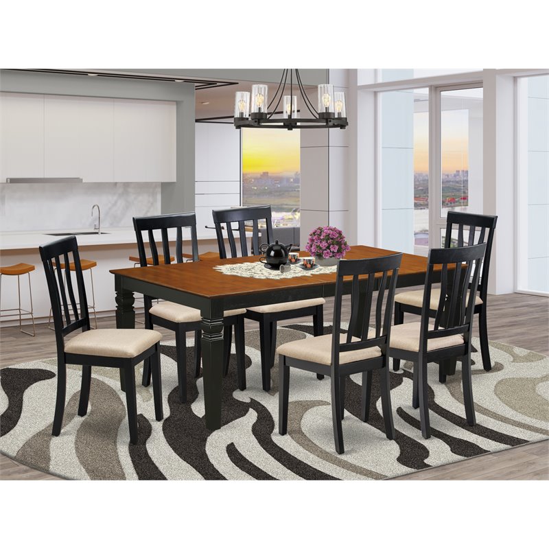 Pemberly Row 7-Piece Black and Cherry Wood Kitchen Set