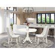 Pemberly Row 3-Piece Wood Dining Set in White with Faux Leather Chairs