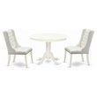 Pemberly Row 3-Piece Wood Dining Set in White with Faux Leather Chairs