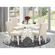 Pemberly Row 5-Piece Wood Dining Set in Linen White & Light Beige