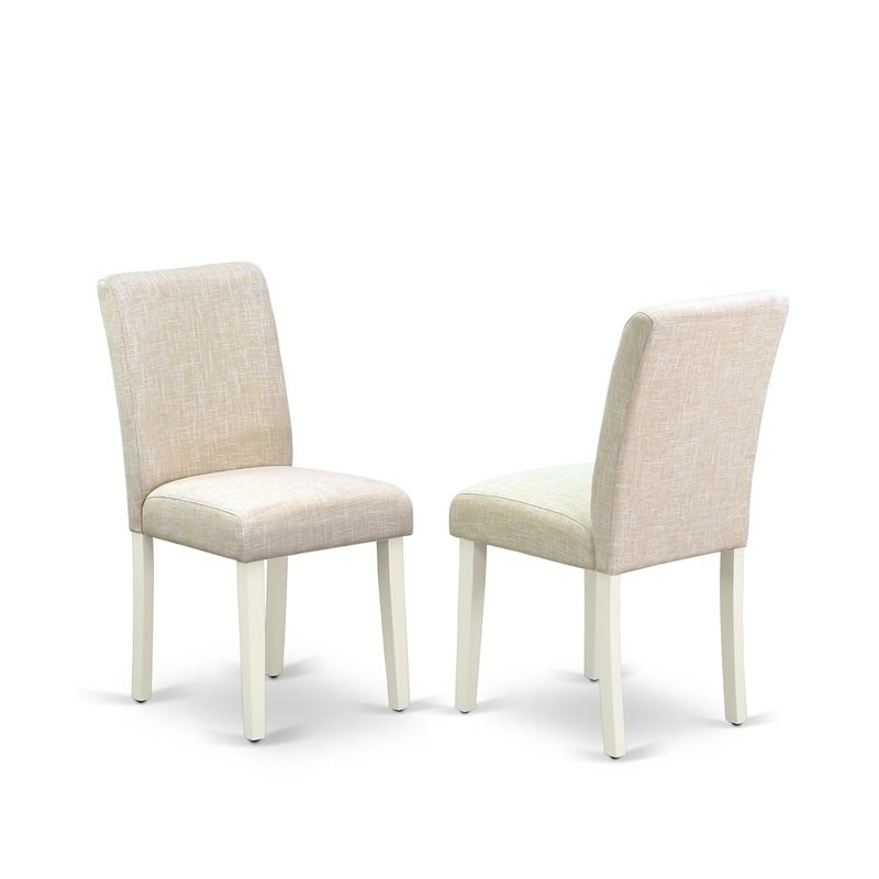 Pemberly Row 5-Piece Wood Dining Set in Linen White & Light Beige