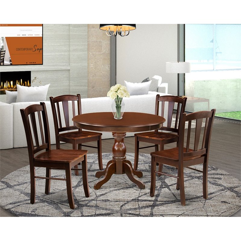 Pemberly Row 5-Piece Wooden Dining Set in Mahogany Finish