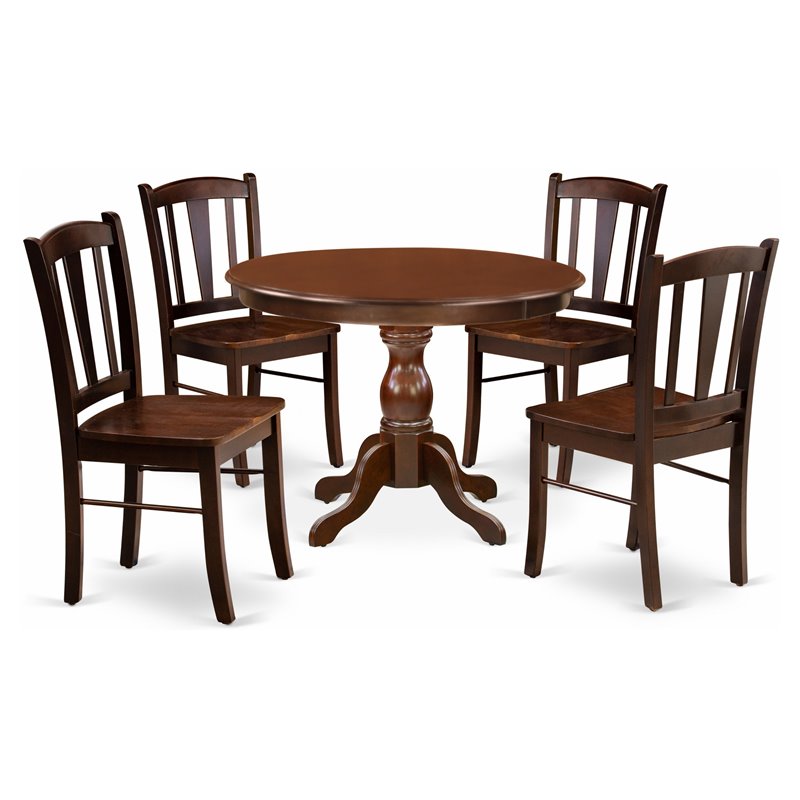 Pemberly Row 5-Piece Wooden Dining Set in Mahogany Finish