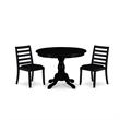 Pemberly Row 3-Pc Rubberwood Dining Set in Wire Brushed Black Finish