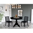 Pemberly Row 3-Pc Rubberwood Dining Set in Wire Brushed Black Finish