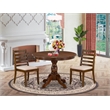 Pemberly Row 3-Pc Rubberwood Dining Table Set in Walnut Finish