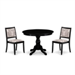 Pemberly Row 3-Piece Dining Set in Wire Brushed Black Finish