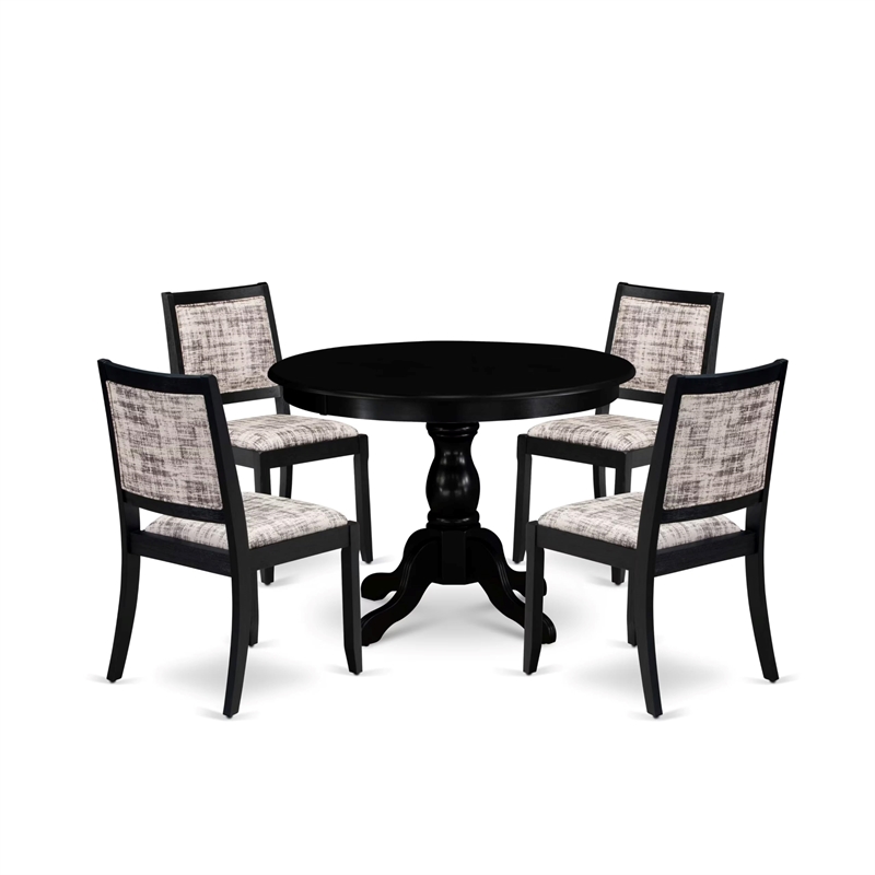 Pemberly Row 5-Piece Dining Set in Wire Brushed Black Finish