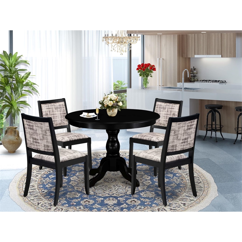 Pemberly Row 5-Piece Dining Set in Wire Brushed Black Finish