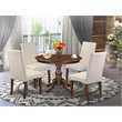 Pemberly Row 5 Piece Wood Dining Set with Round Table in Mahogany/Cream