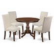 Pemberly Row 5 Piece Wood Dining Set with Round Table in Mahogany/Cream