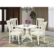 Pemberly Row 5-Piece Wooden Dining Set with Slatted Back in Linen White