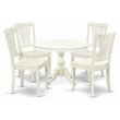 Pemberly Row 5-Piece Wooden Dining Set with Slatted Back in Linen White