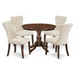 Pemberly Row 5-Piece Wood Dining Set in Mahogany & Light Beige