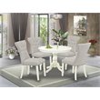 Pemberly Row 5-Piece Wood Dining Set in Linen White & Doeskin