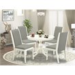 Pemberly Row 5-Piece Wood Dining Set in Linen White and Shitake Finish