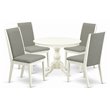 Pemberly Row 5-Piece Wood Dining Set in Linen White and Shitake Finish