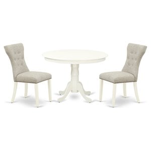 Pemberly Row 3-Piece Wood Dining Set in Linen White/Doeskin