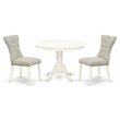 Pemberly Row 3-Piece Wood Dining Set in Linen White/Doeskin