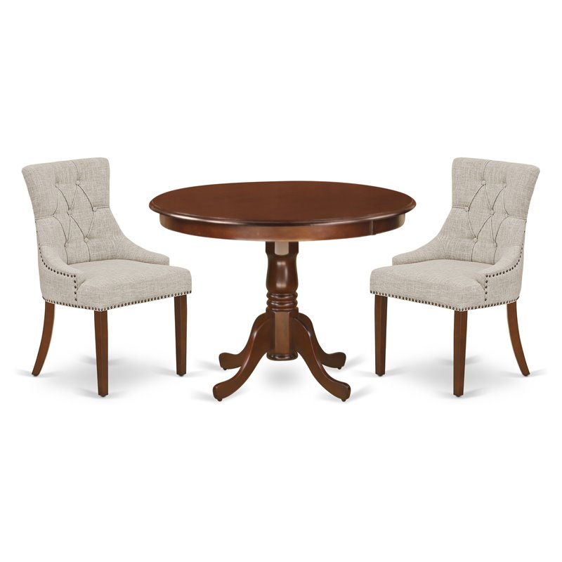Pemberly Row 3-Piece Wood Dining Set in Mahogany/Doeskin