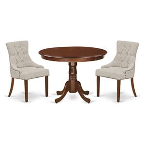 Pemberly Row 3-Piece Wood Dining Set in Mahogany/Doeskin