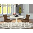 Pemberly Row 3-Piece Wood Dining Set in Linen White/Dark Coffee