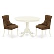 Pemberly Row 3-Piece Wood Dining Set in Linen White/Dark Coffee